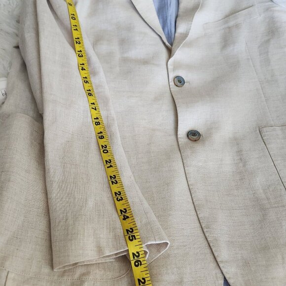 Tasso Elba‎ Island Mens XL Beige 100% Linen 2-Button Blazer Suit Jacket *FLAW* - Picture 11 of 15